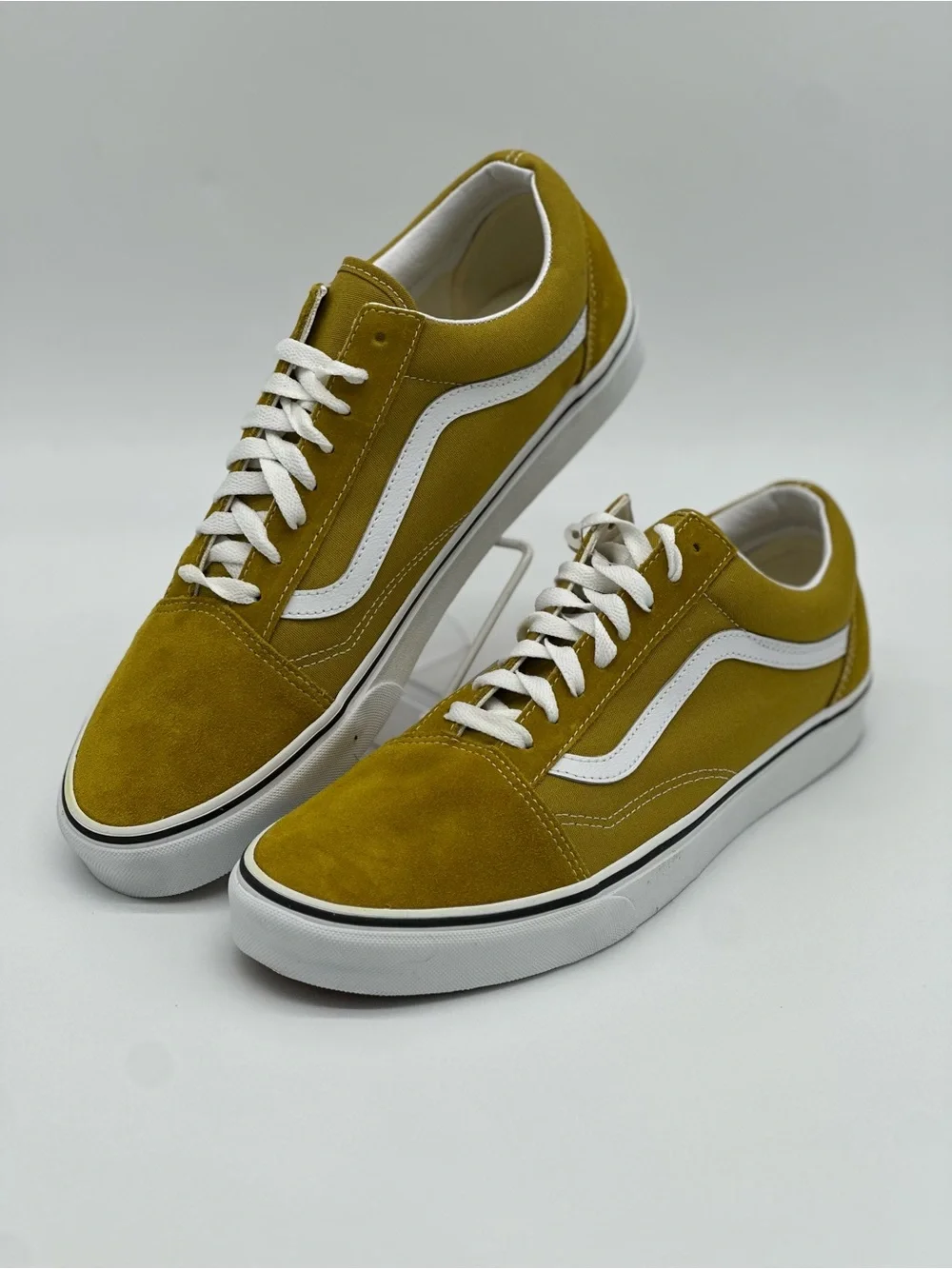 Vans Mustard Yellow Low-Top Suede Sneakers with White Stripe